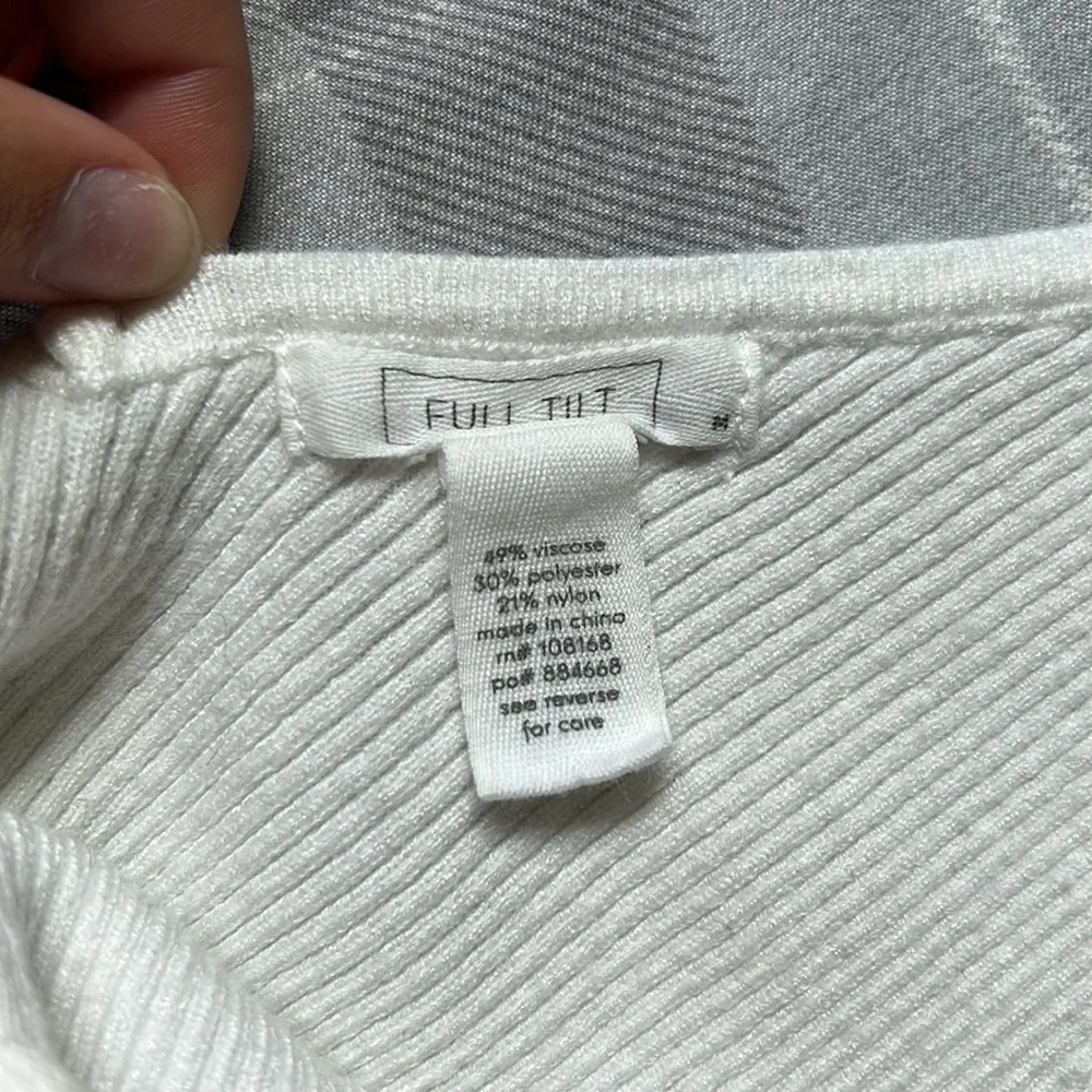 Ribbed white cropped tank top - Picture 2 of 2